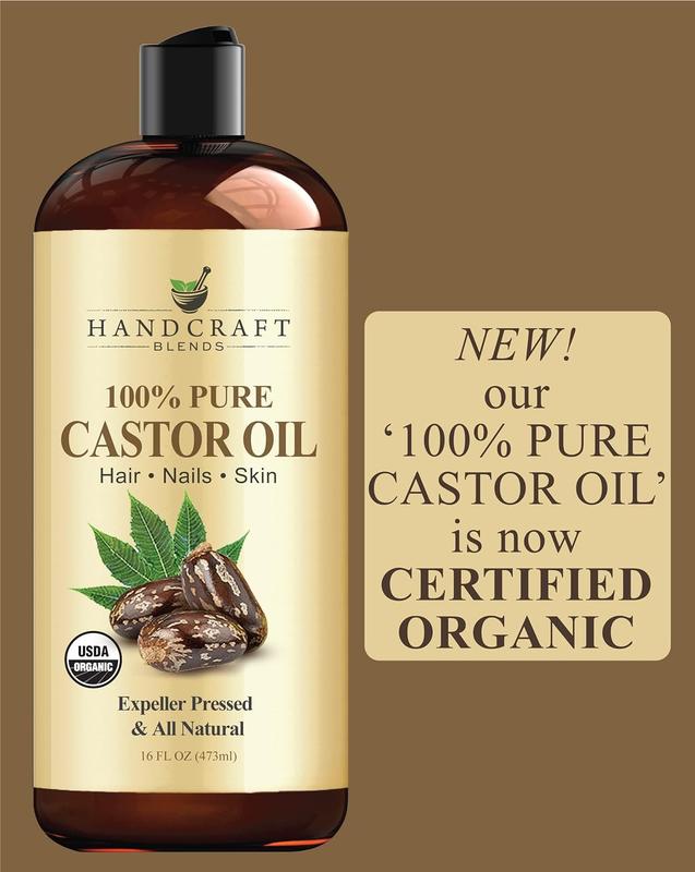 Handcraft Blends Organic Castor Oil in Plastic Bottle - 16 Fl Oz - 100% Pure and Natural - Premium Grade Oil for Hair Growth, Eyelashes and Eyebrows - Carrier Oil - Hair & Body Oil - Expeller-Pressed