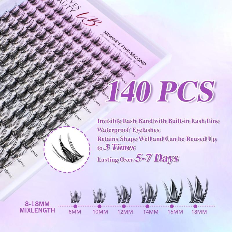 Veyesbeauty Manga Lashes Invisible Lash Band with Built-In Lash Line Reusability Suitable for Weddings and Parties Eyelash Extensions Makeup Cosmetic Eyelashes Extensions