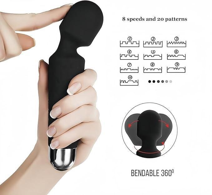 Rechargeable Personal Massager - Powerful Multi Speed - Whisper Quiet - for Muscle Tension Relief in Neck, Back, Shoulders, Legs and Feet - Black