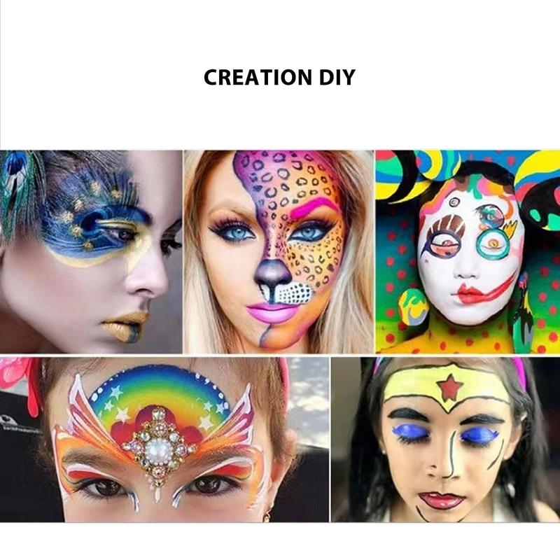 15 Color Face Paint Palette with Brushes, Professional Long Lasting Body Face Paint Palette, Body Makeup Kit for Cosplay Party