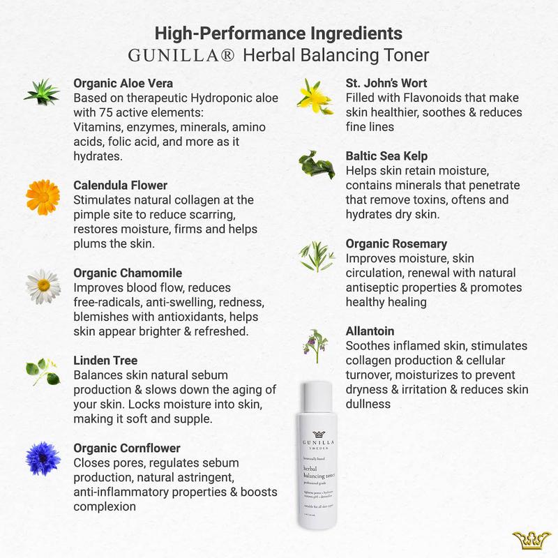 GUNILLA Herbal Toner – Refresh, Soothe & Balance Your Skincare ! Natural Hydrating Aloe Formula for a Radiant Healthy Glow Radiant Skincare face toner