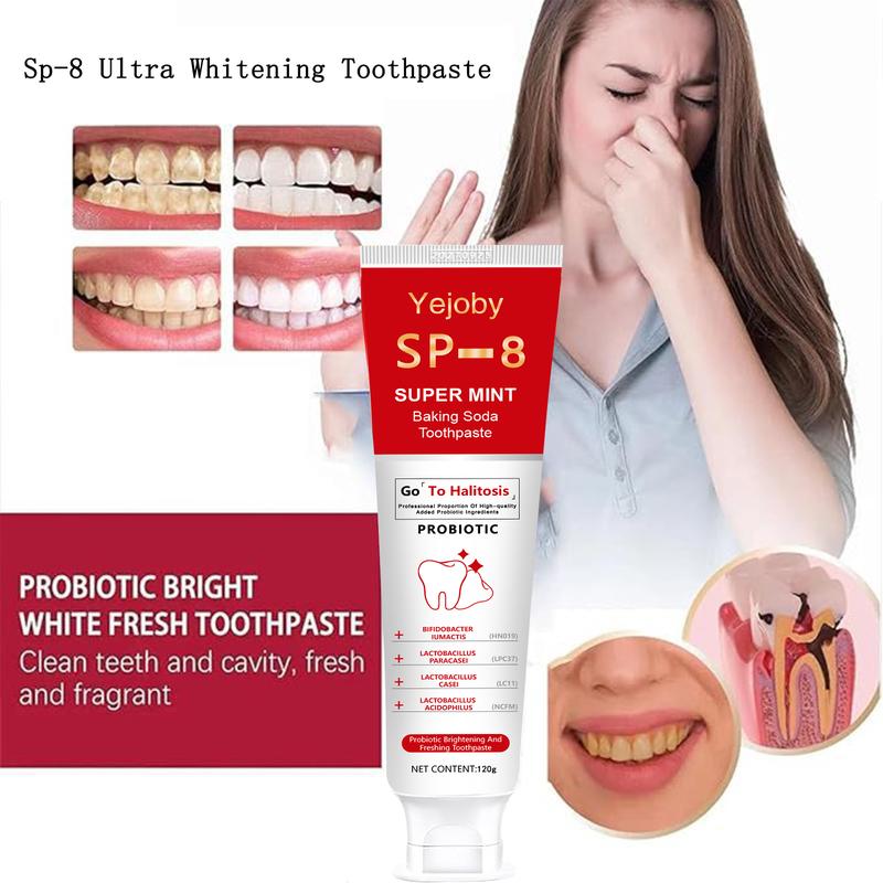 [+5$Get 2Pcs] SP-8 whitening Toothpaste, Super sp8 brightening Oral probiotic, sp 8 Bright White Toothpaste for Stain Removing, Fresh Breath & Teeth Health Whitening Solution Effect is better than SP-6 and SP-7,SP-8 SP-6 SP-4 sp-8 sp-6 sp8 SP-10