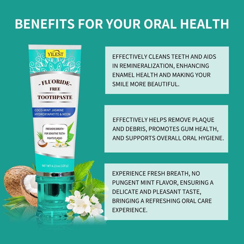 Hydroxyapatite Toothpaste, Natural Mint JasmineNeem Toothpaste, Brightening Toothpaste,Freshens Breath, Oral Care Product for Women &Men