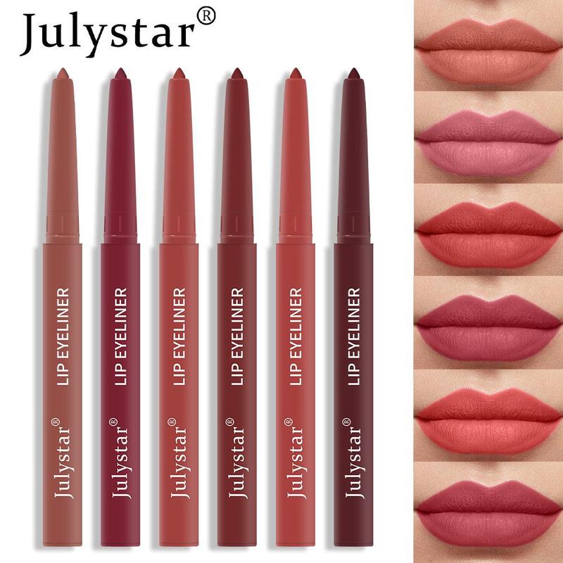 Long Lasting Lip Liner, 6 Counts set Waterproof Matte Lip Liner, Easy Coloring Lipsticks, Moisturizing Lipstick, Suitable for All Occasions Lip Makeup