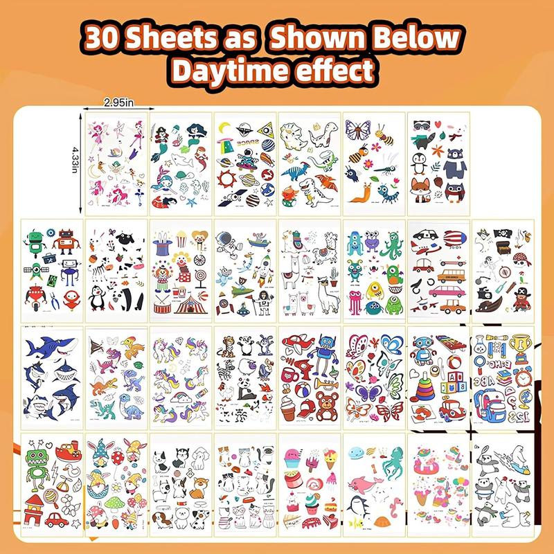 360 Kinds Luminous Tattoos For , Robots Sharks Cars Various , Etc Mixed Styles Temporary  Stickers For  And , Glow In The Dark Party Supplies,  Gifts Waterproof