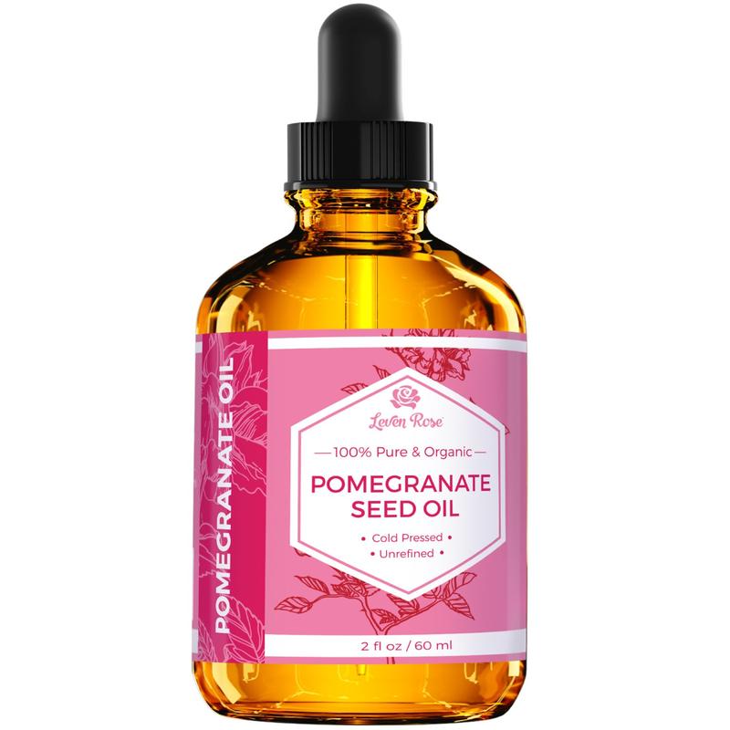 Leven Rose Pomegranate Seed Oil, 100% Pure Unrefined Cold Pressed Antioxidant Moisturizer for Comfort Haircare, Smooth Skin and Nails 2 oz