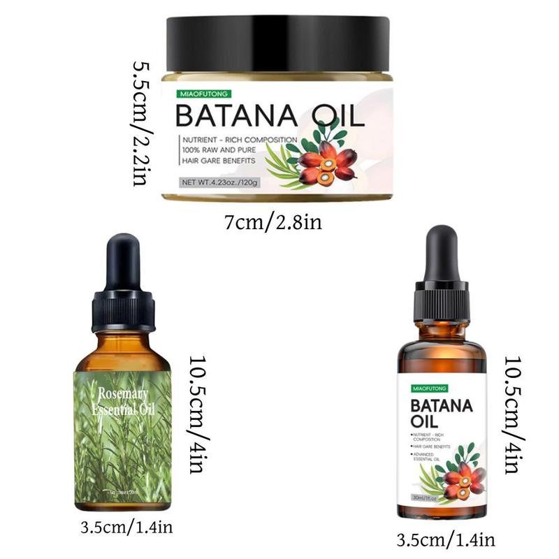 Batana Oil & Rosemary Mint Scalp & Hair Strengthening Oil, 3 Counts set Hair Care Products, Hair Care for Women & Men for All Hair Types