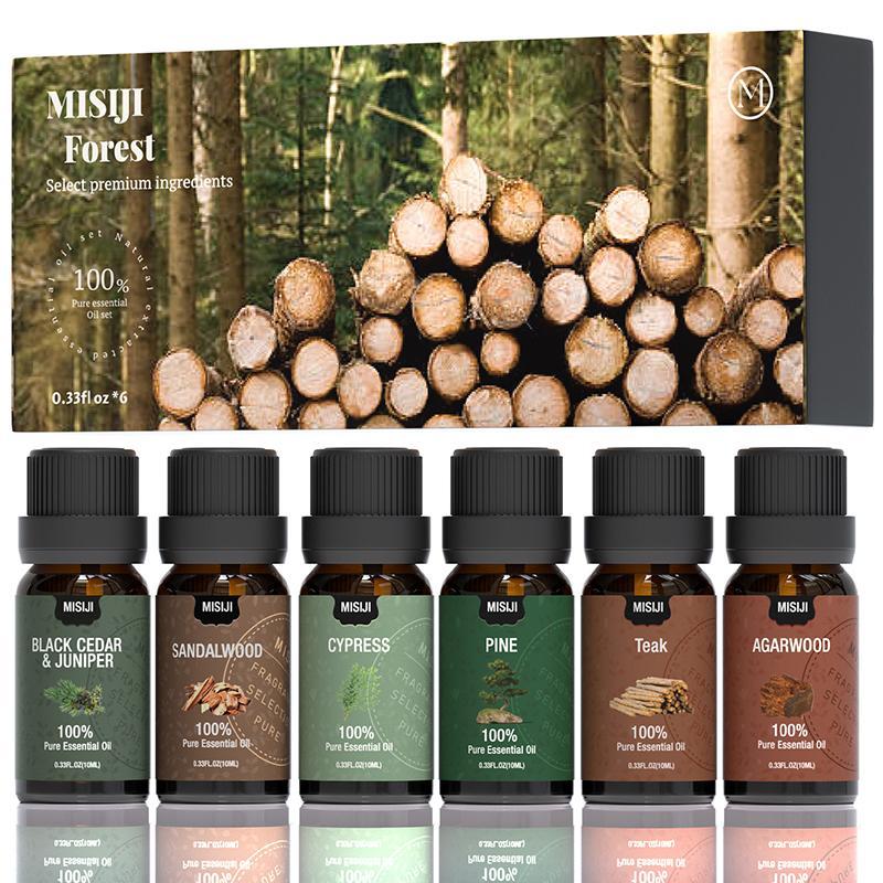 10ml Woody Aroma Pure Essential Oil Set Gift for Mom, 6pcs box Multifunctional Woody Aroma Massage Essential Oil, Mother's Day Gift Natural Diffuser Essential Oil