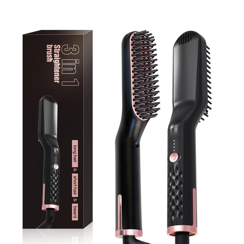 Electric Beard Straightening Comb, Hair Straightener Comb, Non-slip Design Hair Straightener Brush, Anti-scald Heated Beard Brush, Portable Heated Hair Styling Tools for Women and Men