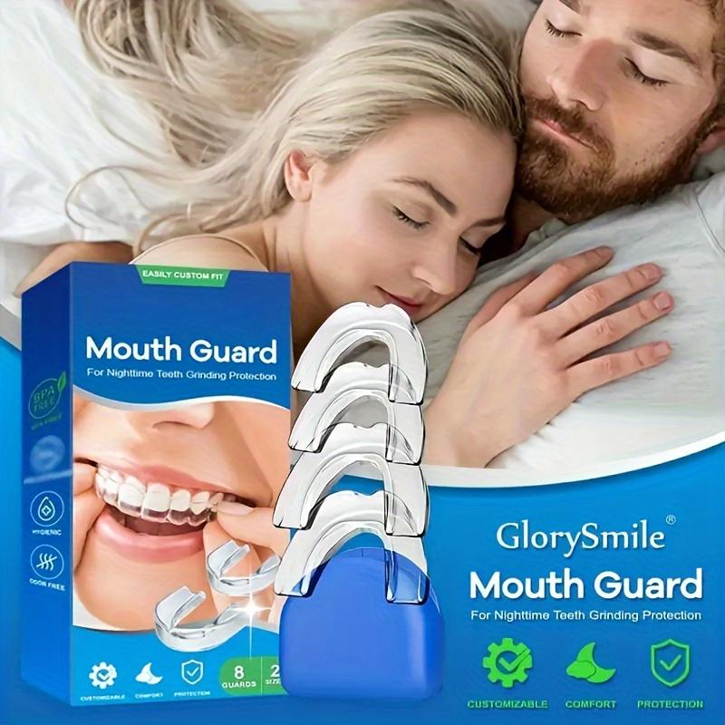 GlorySmile 8-Pack TPU Mouth Guards for Nighttime Teeth Grinding, Anti-Clenching Bruxism and Anti-Snoring Mouthpieces, Customizable Fit Dental Guards for Protection Against Teeth Grinding