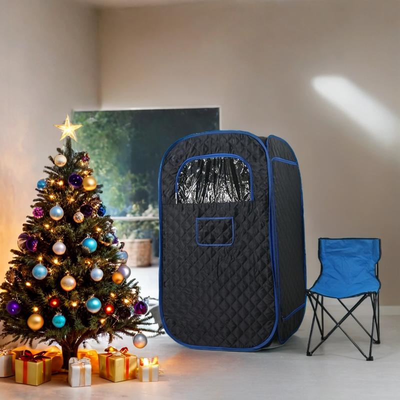 Portable Sauna for Home Use, Personal Sauna, Full Body Steam Sauna, Portable Steam Sauna with Remote Control and Folding Chair, Christmas Gift, Black