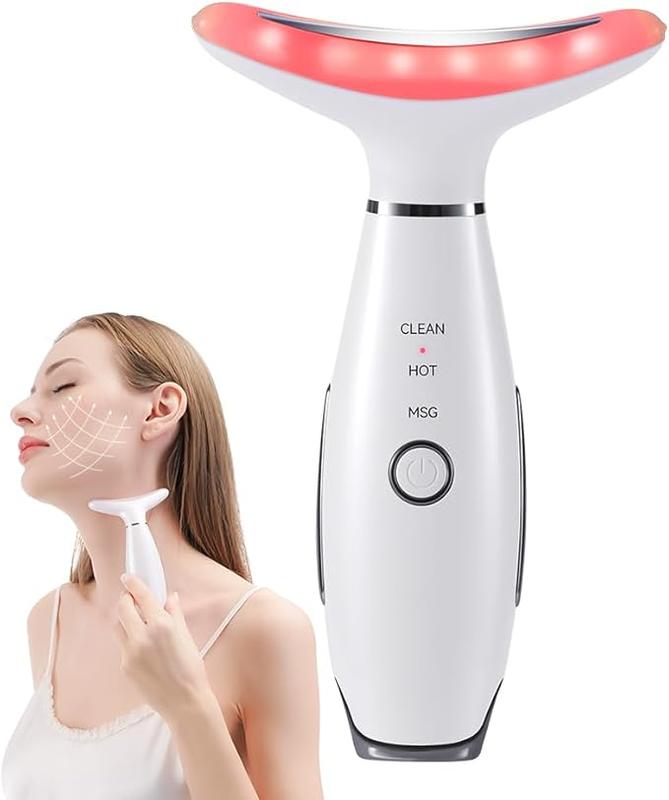 Neck Face Massager, 3-in-1 PortableFacial Massager, Face Sculpting Tool,at-Home Face Device for SkinCare(White) led  light