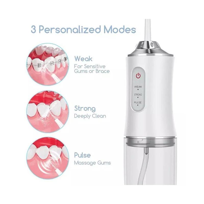 Electric water flosser, portable rechargeable oral irrigator, equipped with 4 multifunctional nozzles, suitable for home and travel, winter gift