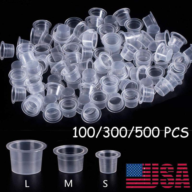 Tattoo Ink Cups Mixed Size Permanent Clear Holder Container 100 300 500