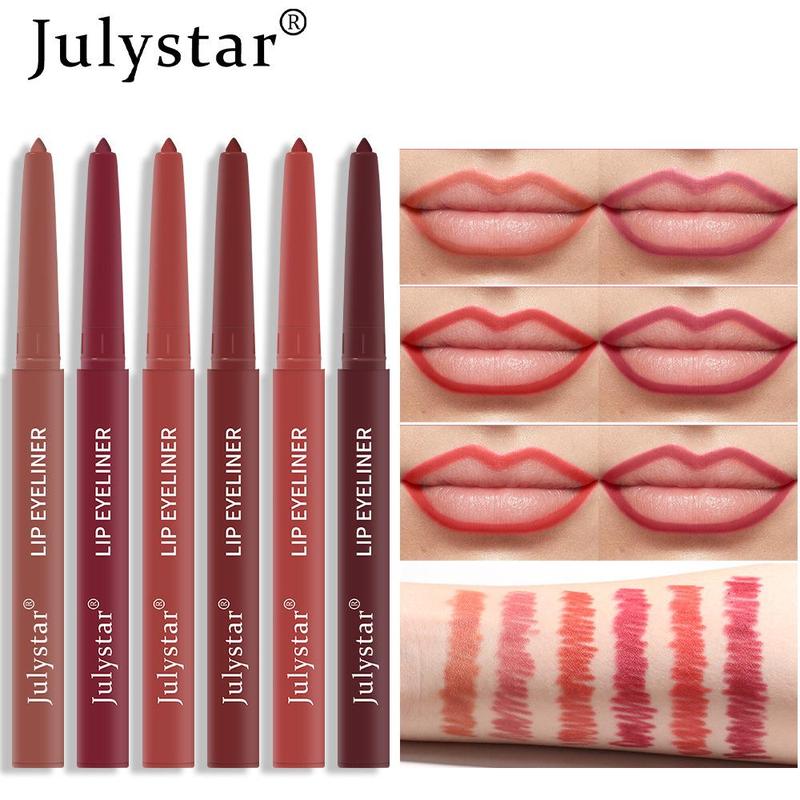 Long Lasting Lip Liner, 6 Counts set Waterproof Matte Lip Liner, Easy Coloring Lipsticks, Moisturizing Lipstick, Suitable for All Occasions Lip Makeup