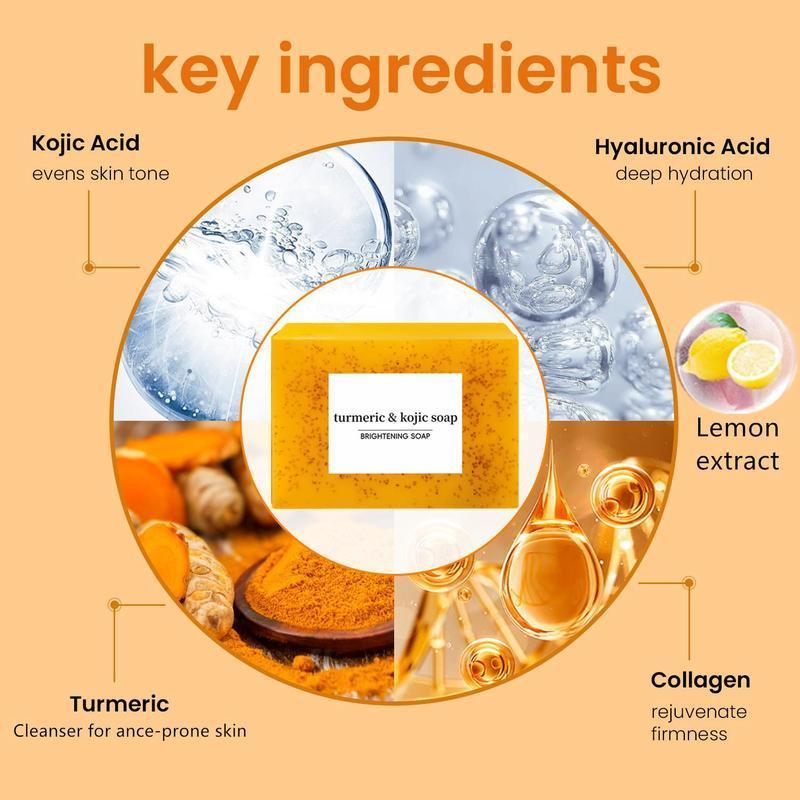 Turmeric Lemon Soap, Natural Turmeric Soap for Face & Body, Gentle Moisturizing Facial Wash for Deep Cleansing Skin, Smooth Skin Texture