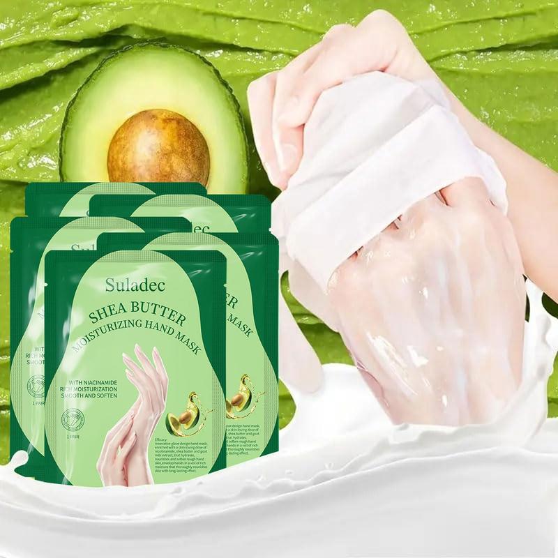 Moisturizing Hand Mask with Shea Butter and Goat Milk, Hydrating Hand Masks for Dry Cracked Hands, Dry Skin Moisturizer for Soft and Smooth Touch Hands - Men Women - 5 Pairs