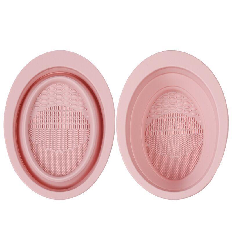 Professional Makeup Brush Cleaning Bowl, Round Cosmetics Brushes Cleaning Scrubber, Portable Makeup Brushes Washing Tool, Beauty Blender Cleaning Pad