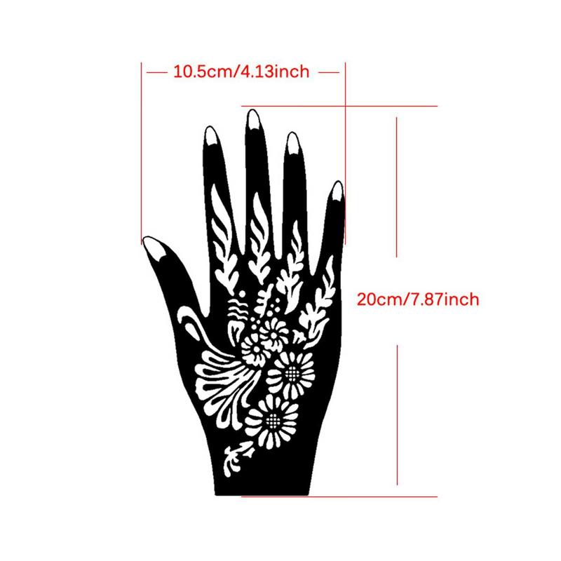 Hollow Out Henna Tattoo Stencil, 8 Counts set Reusable Hand Shaped Henna Tattoo Stencil, DIY Body Paint Template for Women & Girls