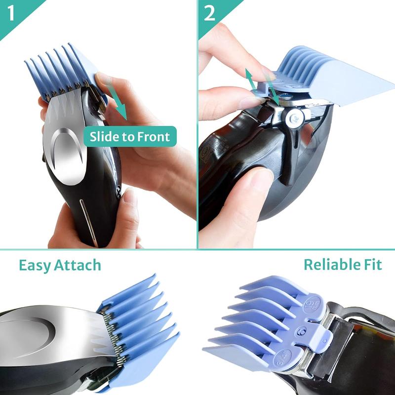 10 Professional Hair Clipper Comb, Cutting Guides Fits for Clippers with Organizer, Color Coded Clipper Combs Replacement - 1 16