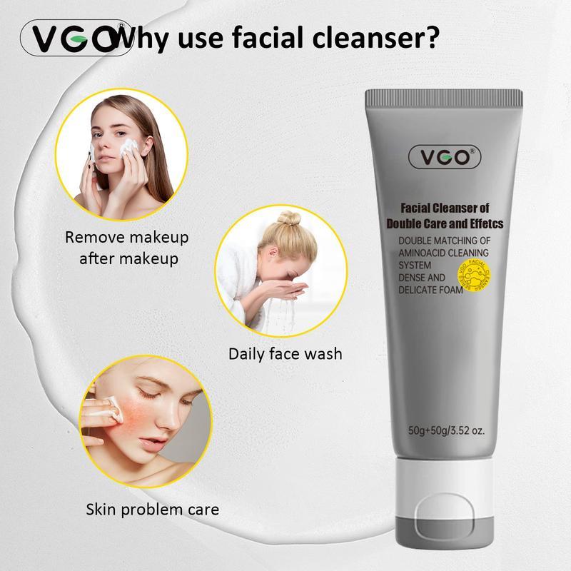 VGO Skin Care Set with Snail Mucin 92% Moisturizer, Vitamin C Serum & Dual-Tube Facial Cleanser, 3 Step Skin Care Kit hydrate refreshing antioxidant