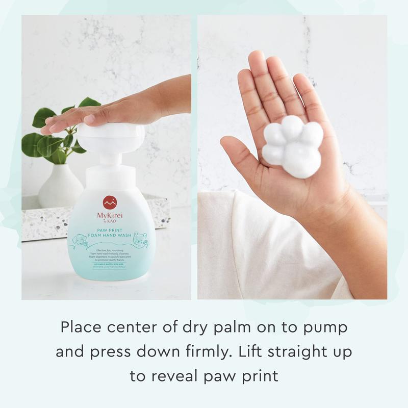 MyKirei by KAO Paw Print Foam Hand Wash Soap, Nourishing, Paraben Free, Cruelty Free and Vegan Friendly, Sustainable Bottle, 8.5 oz. Pump