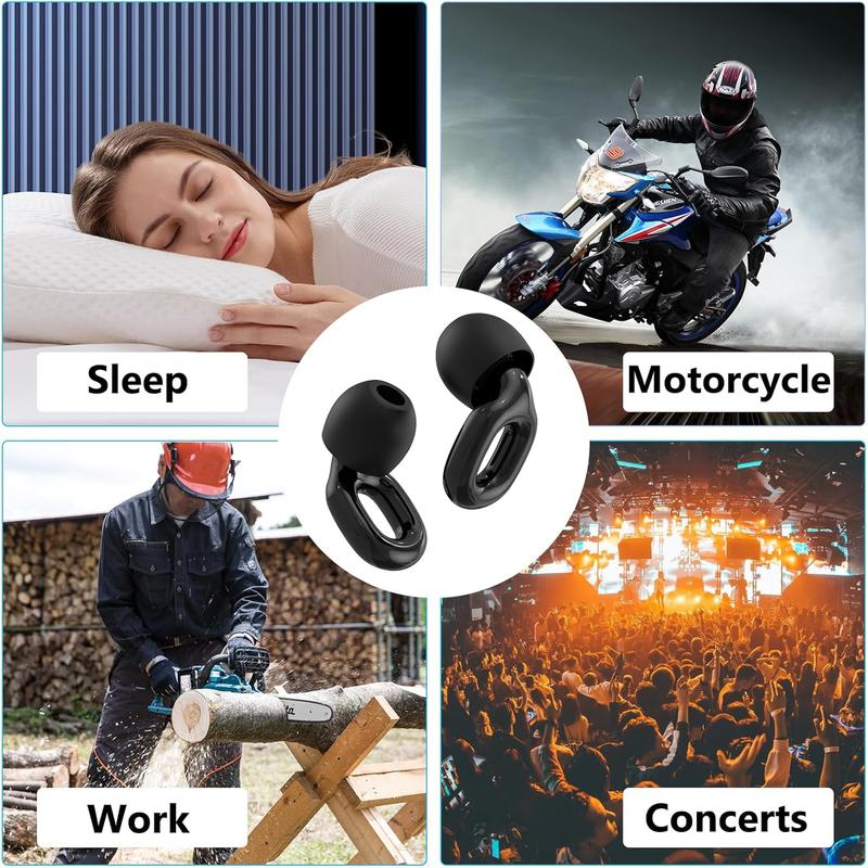 Ear Plugs for Sleeping Noise Reduction Silicon Earplugs 8 count with Storage Case 26dB Noise Cancelling for Work, Study, Sleep, Swimming, Exercise, Concert (Black)