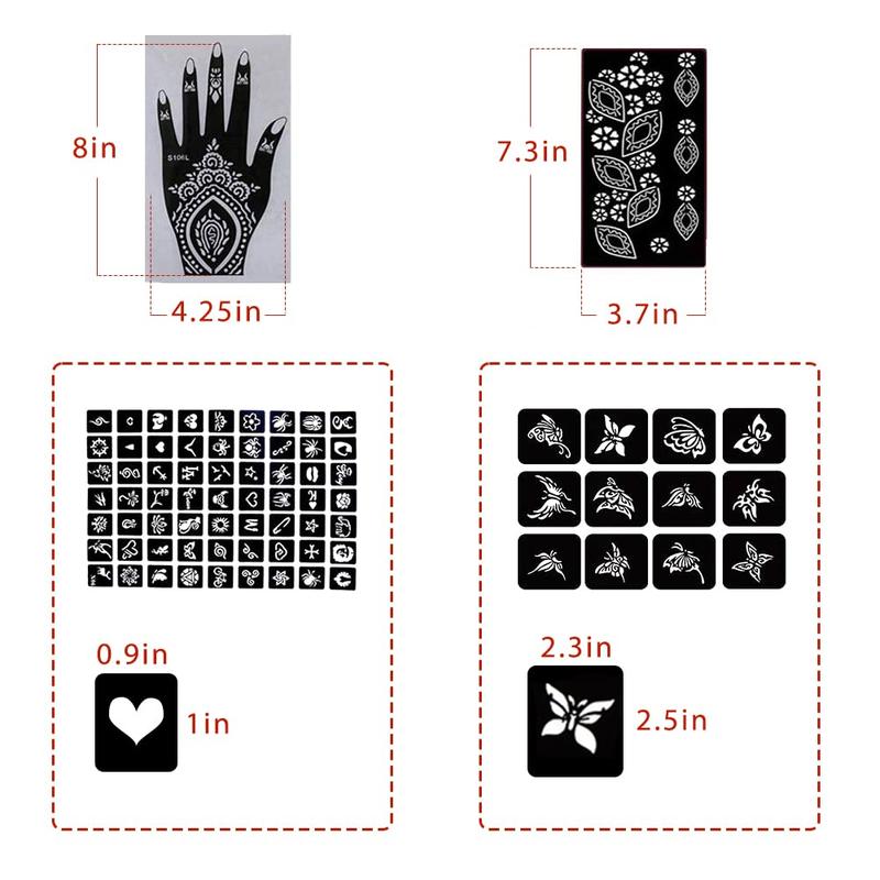 18 Sheets Henna Tattoo Stencil Kit, 97 PCS Temporary Glitter Airbrush Flower Tattoo Stencils for Women and Girls Arabian Realistic Tattoo Stickers for Face Paint Body Art