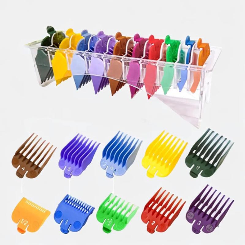 10 Professional Hair Clipper Comb, Cutting Guides Fits for Clippers with Organizer, Color Coded Clipper Combs Replacement - 1 16