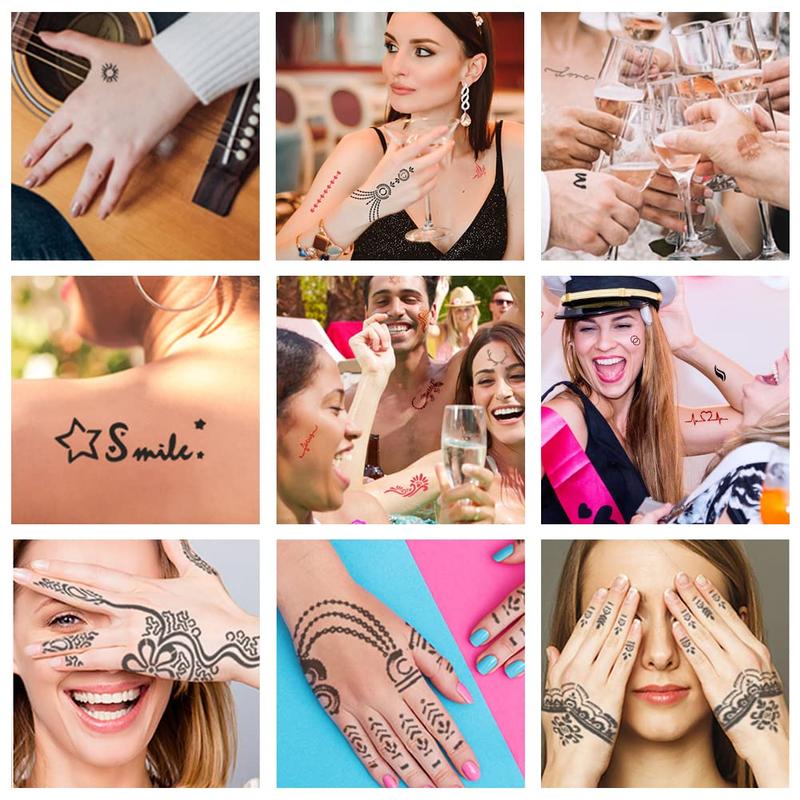 18 Sheets Henna Tattoo Stencil Kit, 97 PCS Temporary Glitter Airbrush Flower Tattoo Stencils for Women and Girls Arabian Realistic Tattoo Stickers for Face Paint Body Art