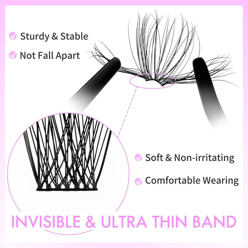 Individual Invisible & Ultra Thin Band False Eyelashes, 1 Set Natural Self Grafting Curl Eyelashes, Eye Makeup Enhancement False Eyelashes for Women & Girls