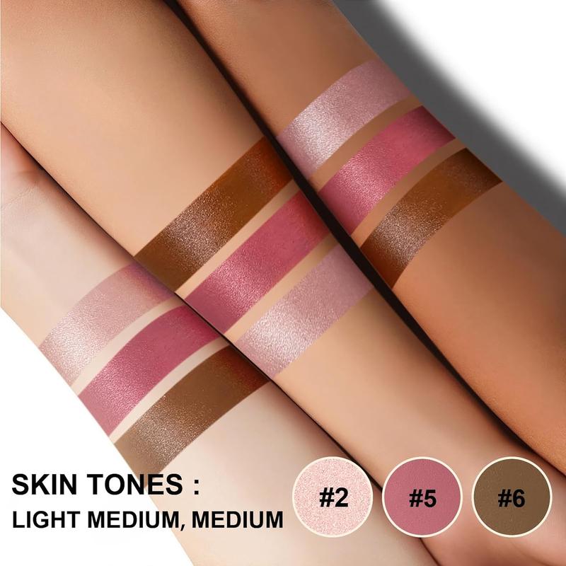 3Pcs Cream Contour Stick Makeup Kit,Shades with Highlighter Stick,Blush Stick and Bronzer Contour Stick for Scul the Cheeks,Long Lasting,Waterproof,Matte & Dewy Finish,LIGHT MEDIUM (#02,05,06)