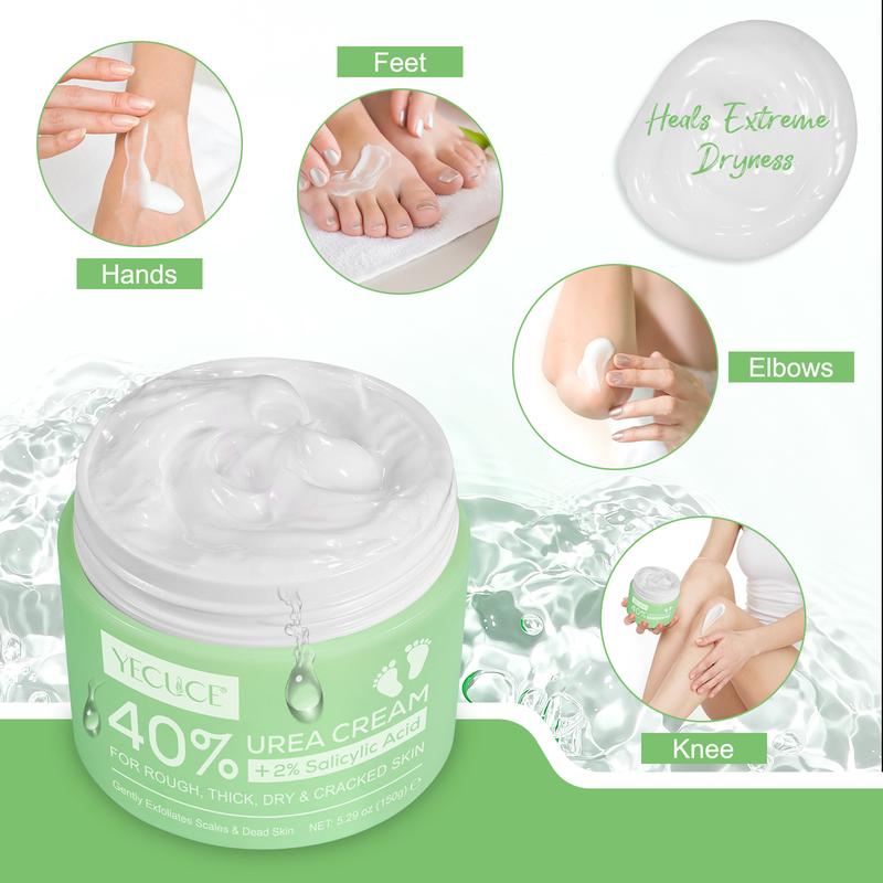 Yecuce Urea Cream 40 Percent for Feet, 2% Moisturizing Urea & Salicylic Cream, Urea Cream For Feet, Hands, Heels, Elbows