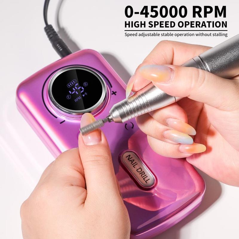 45000RPM Wireless Electric Nail Polisher, Portable Professional Manicure Sander Set, Long-lasting Nail Remover, Nail Drill Machine, Acrylic Drill for Nail Polishing, USB Gel Nail Art Remover Machine, Nail Supplies, Christmas Gift