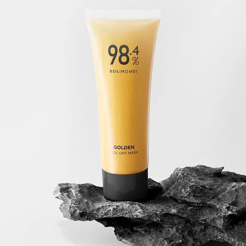 98.4% Gold Foil Peel-Off Mask, 2 Counts set Deep Cleansing & Nourishing Facial Mask with 2 Counts Brushes, Face Care Product for Women & Men