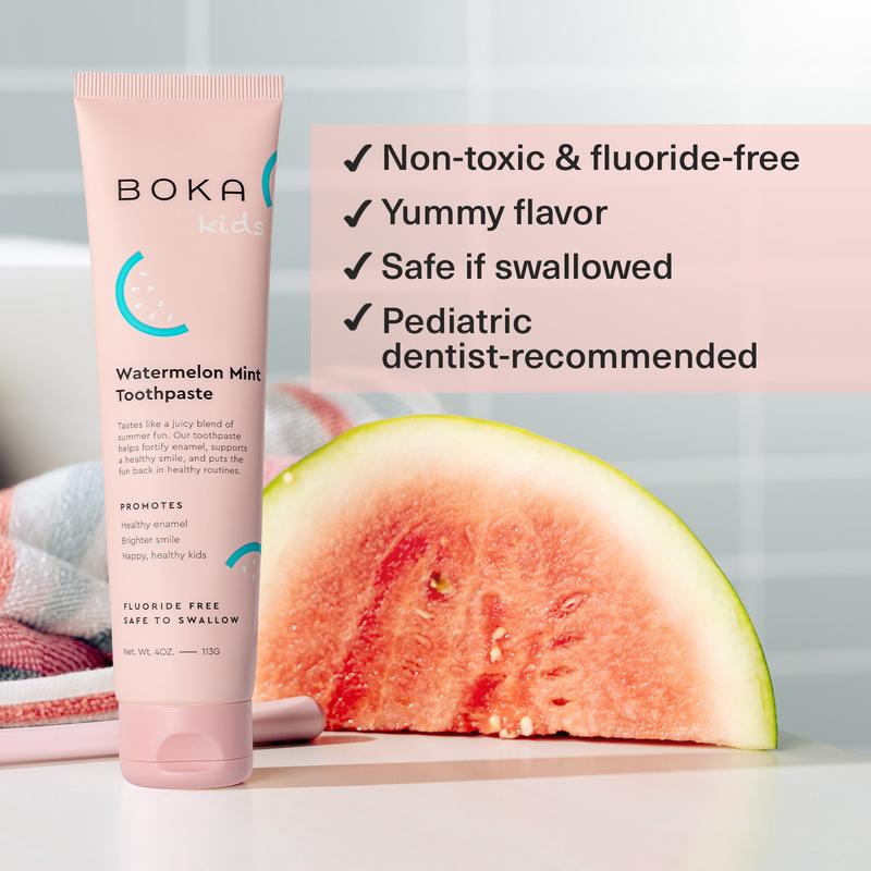 Watermelon Mint n-Ha Toothpaste for Safe-to-Swallow Oral Care boka  toothpaste flouride  free Daily