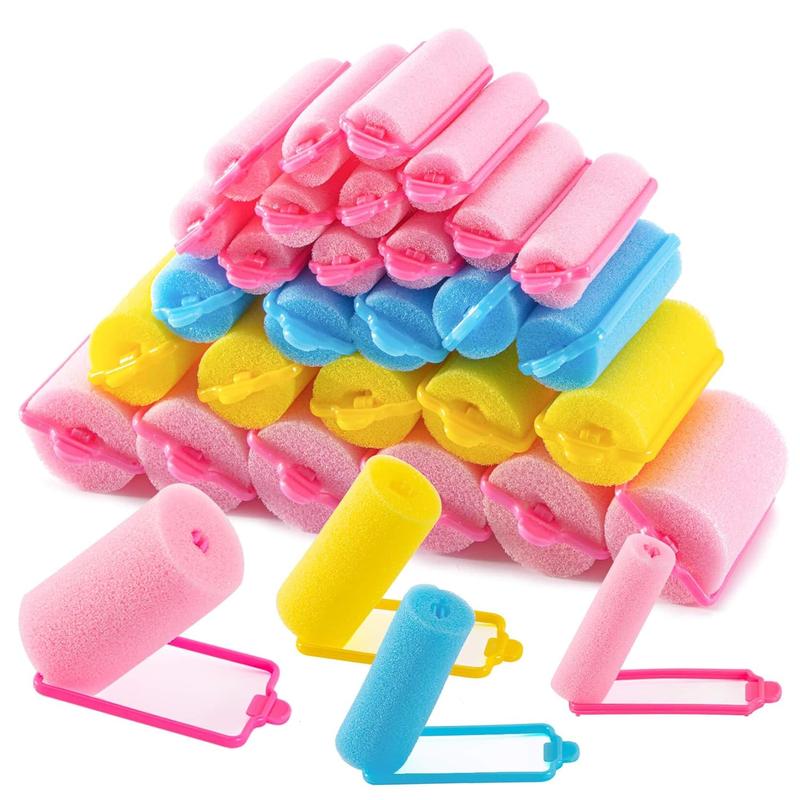 36PCS Hair Rollers - Soft Sponge Rollers for Heatless Curls in Four Sizes - Ideal for Overnight Use, Suitable for All Hair Types - Instructions Included