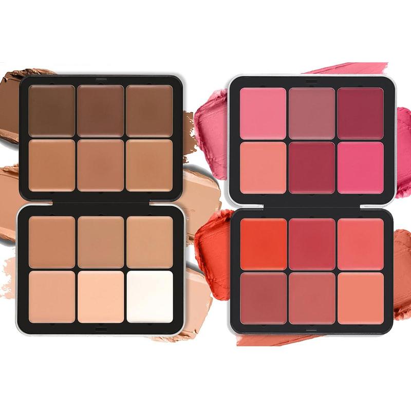 12 Color Cream Concealer & Blush Palette Set, 2 Boxes Makeup Palette, Long-lasting Concealer and Soft Blush, Professional Cosmetic Set, Christmas Gift