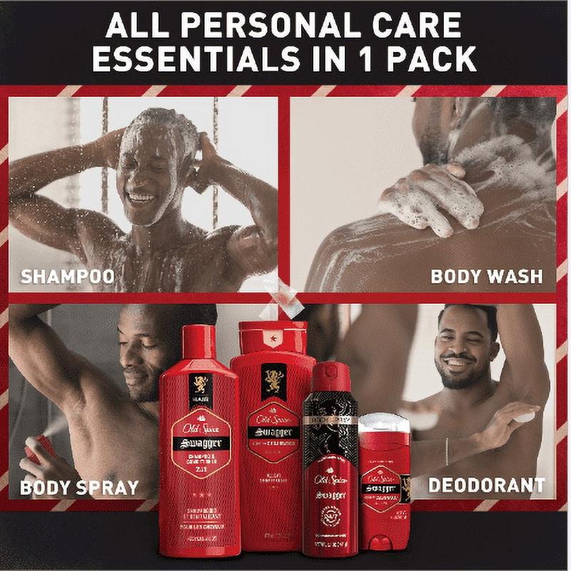 ($50 Value) Old Spice Holiday Gift Pack for Men,  Body Wash, Aluminum Free Deodorant, Body Spray & 2 in 1 Shampoo, Swagger Scent