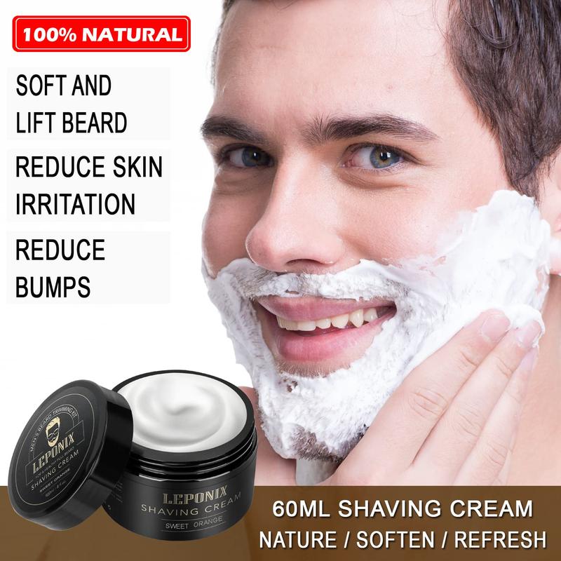 Straight Razor Shaving Kit, Includes 2 Packs Shaving Soap, Straight Edge Razor, Shaving Cream,Shaving Brush and Shaving Bowl Shaving Unique Gifts Set Stocking Stuffers for Men Him Dad (Sweat Orange)