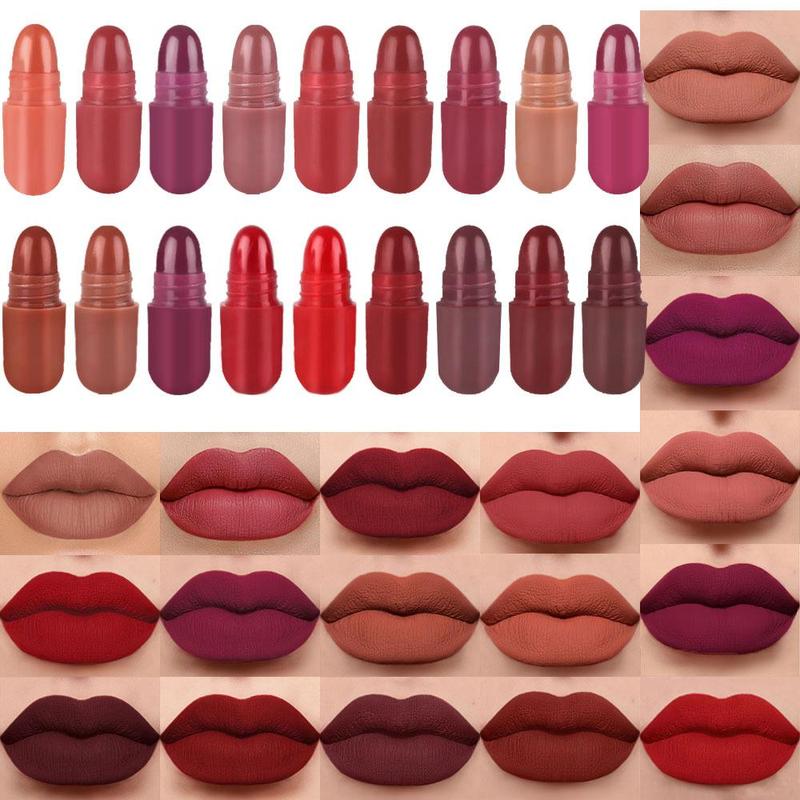 Long Lasting Capsule Shaped Matte Lipstick, 18pcs set Waterproof Matte Lip Balm, Easy Coloring Lip Sticks, Moisturizing Matte Lipstick