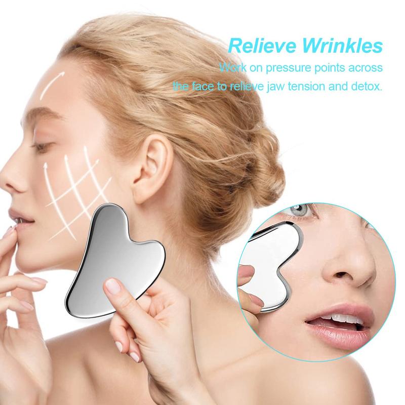 Comfort Heart Shaped Face Gua Sha Board, Stainless Steel Face Massage Tool, Facial Massaging Face Gusha Massager for Skin Care, Skin Massaging Product