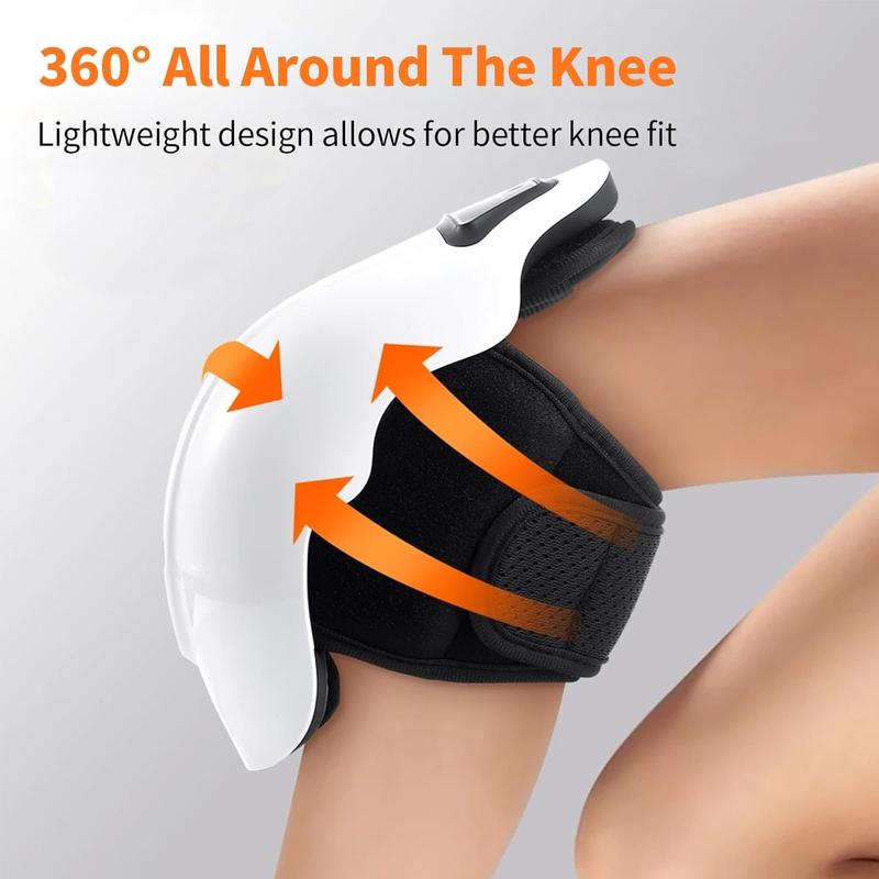 Knee Massager for Knee Pain with Infrared Heat and Vibration, Cordless Wearable Rechargeable Clear Visible LED Screen Easy to Use Electronic Knee Massager, 19 inch Adjustable Ergonomic Strap