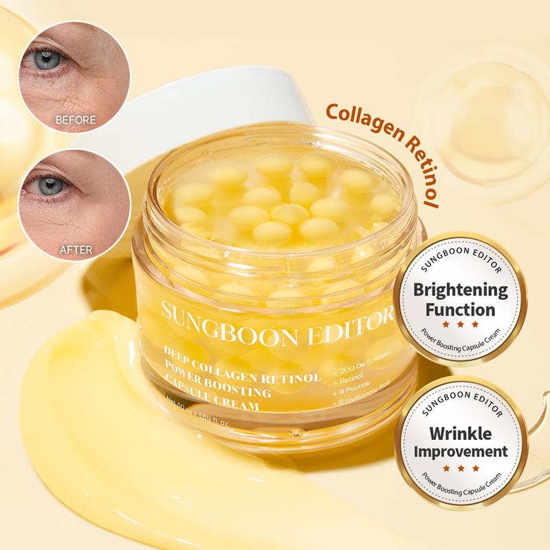 Sungboon Editor - Deep Collagen Power Boosting Capsule Cream 50ml | RETINOL BOBA CAPSULES FOR FIRMER, YOUTHFUL-LOOKING SKIN