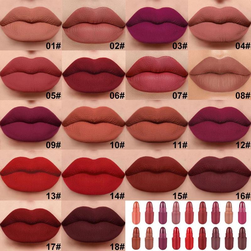 Long Lasting Capsule Shaped Matte Lipstick, 18pcs set Waterproof Matte Lip Balm, Easy Coloring Lip Sticks, Moisturizing Matte Lipstick