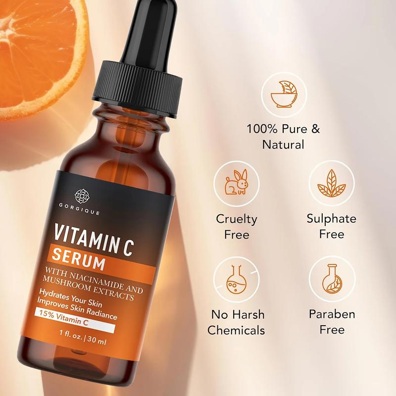 15% Vitamin C Face Serum with Niacinamide Hyaluronic Acid Allantoin Cica Ferulic Acid Vitamin E