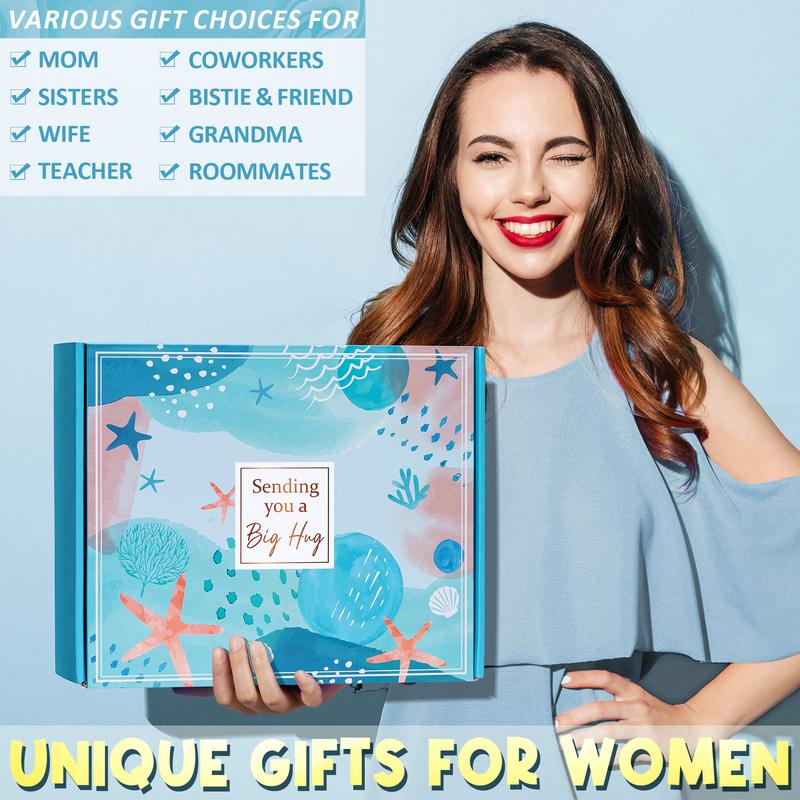 Mayicivo Christmas Thanksgiving Birthday Gifts for Women Self Care Gifts Relaxing Spa Gifts Care Package Unique Anniversary Blue Gifts Basket Kit with Flannel Blanket for Mother Wife Bset Friend Sister Her