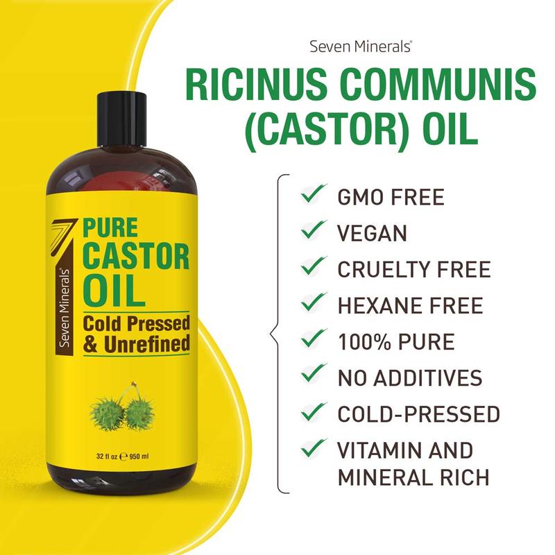 Pure Cold Pressed Castor Oil - Big 32 fl oz Bottle - Unrefined & Hexane Free - 100% Pure Castor Oil Haircare Comfort