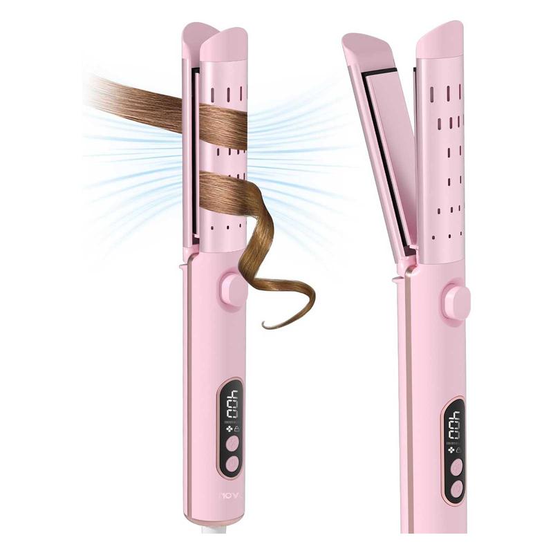 Airflow Curling Iron for Lasting Curls - Ceramic Flat Iron Hair Straightener and Curler 2 in 1 Comfort