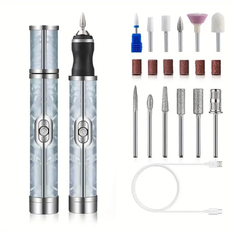 Professional Acrylic Nail Drill, 1 Set USB Electric Nail Drill with Accessories, Multifunctional Manicure Pedicure Polishing Nail Tools, Gift for Christmas